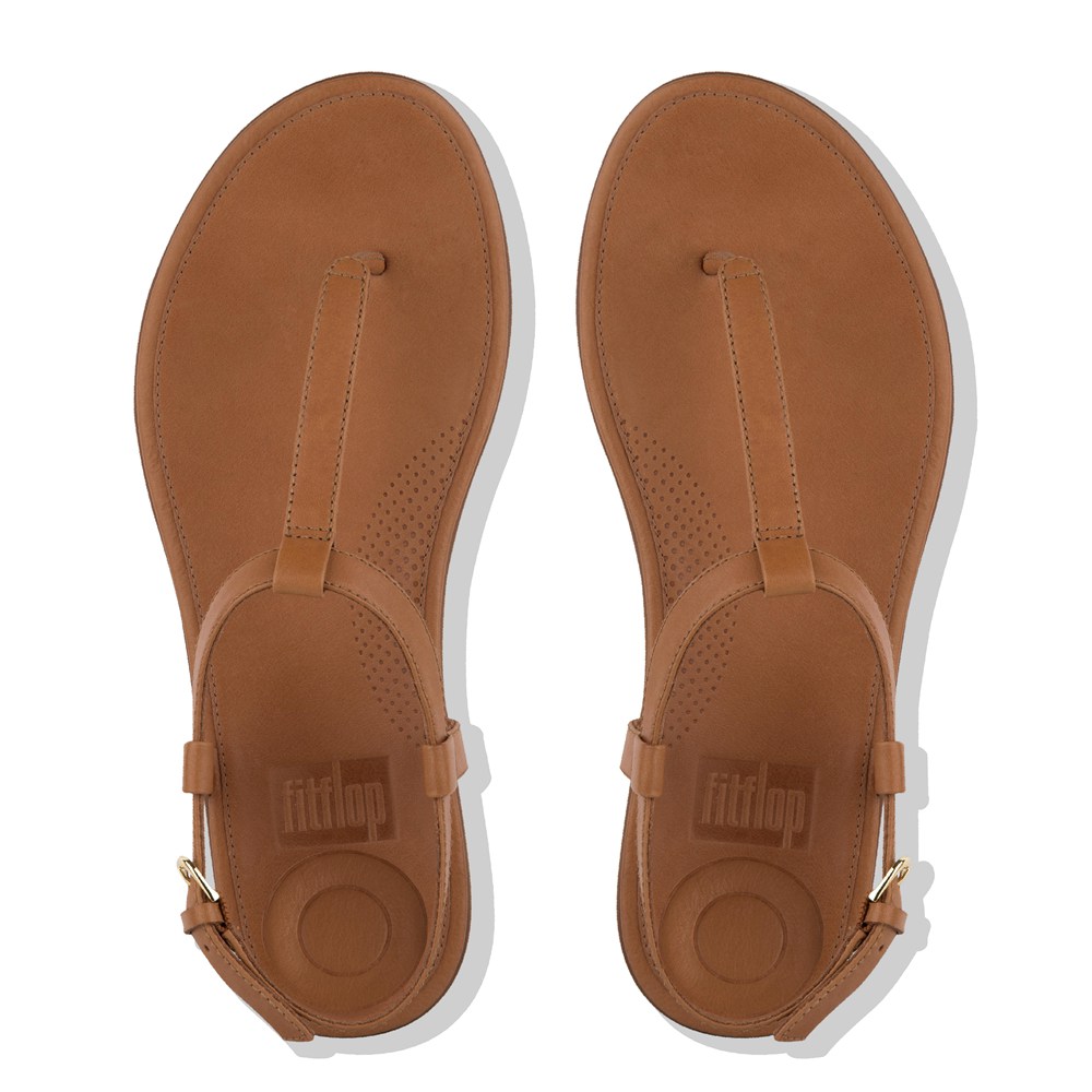 Fitflop Womens Sandals Brown - Tia Leather - 87NTWGFEQ